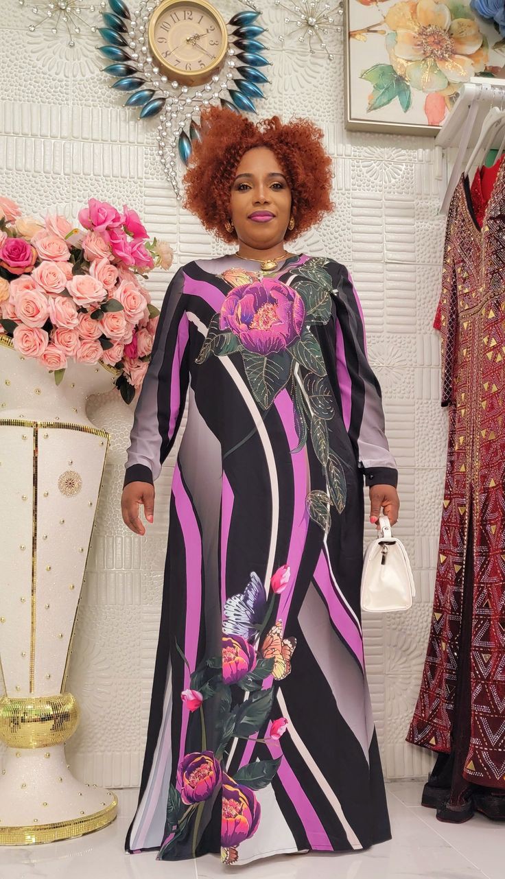 Latest Flower Material Gown Styles for Ladies in Nigeria
