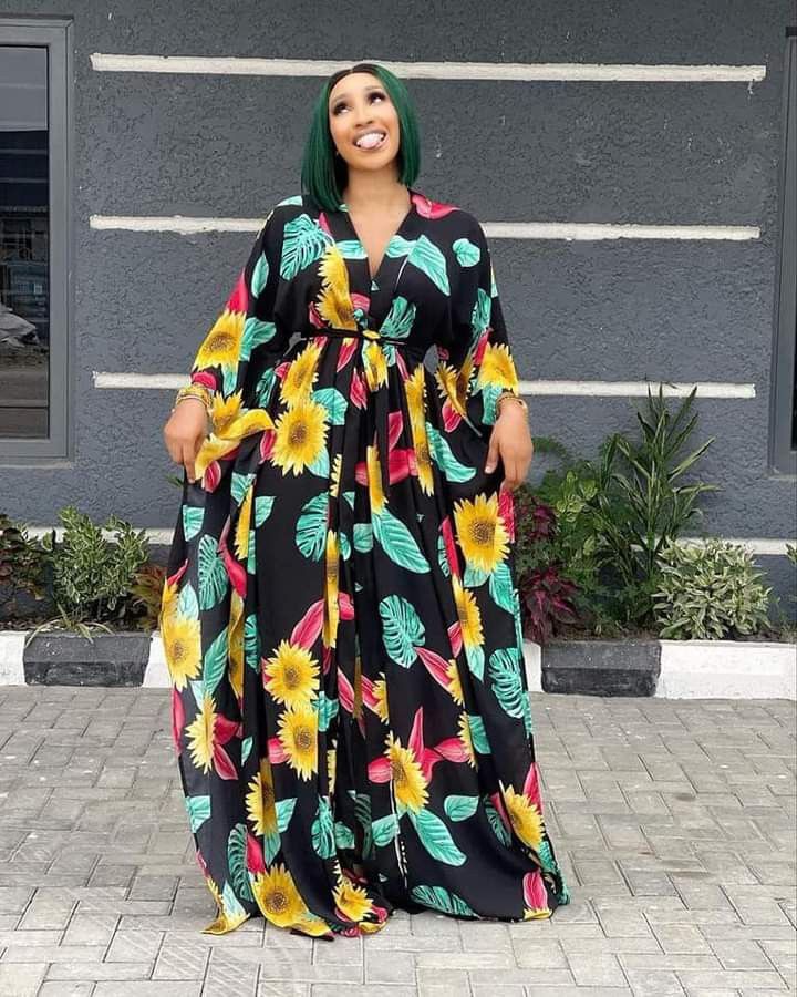 Beautiful Flower Material Gown Styles in Nigeria