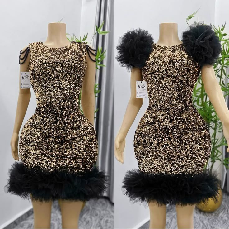 Short Dinner Gown Styles with Sequence Material 