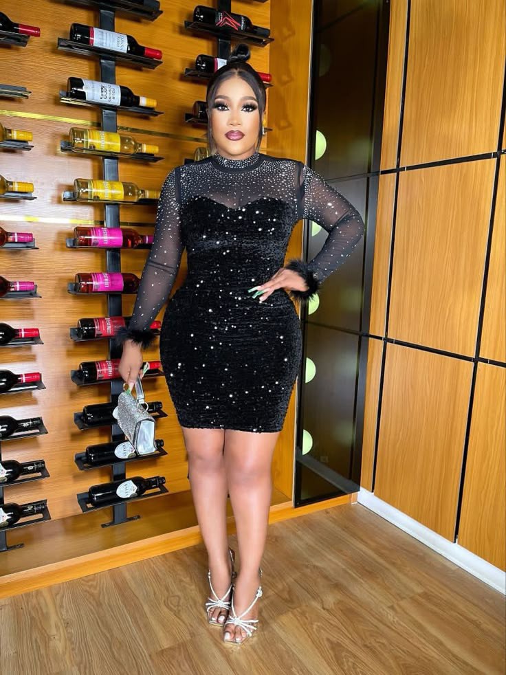 All Black Sequin Dinner Gown 