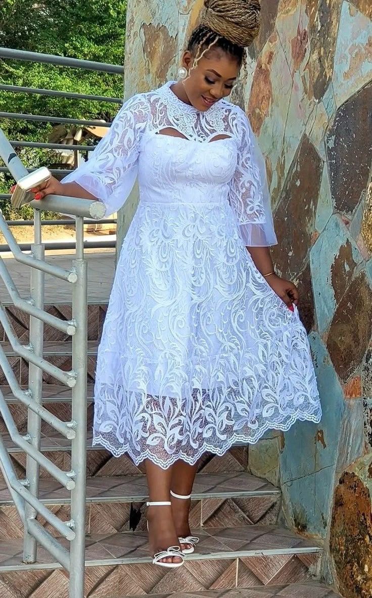Plain White Material Styles for Ladies 