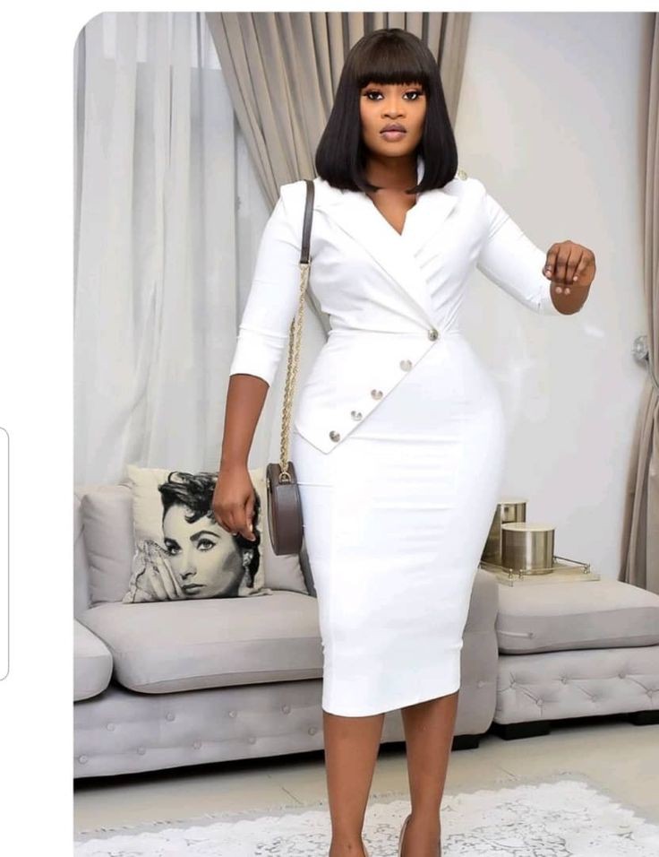 Plain White Material Styles for Ladies 