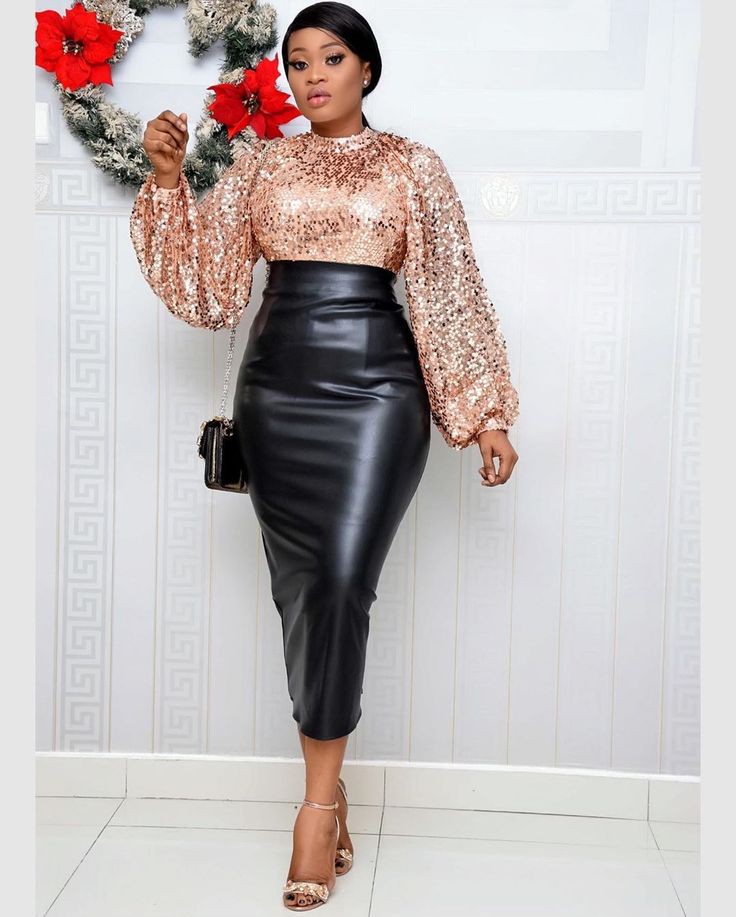 Sequin Skirt and Blouse Styles in Nigeria