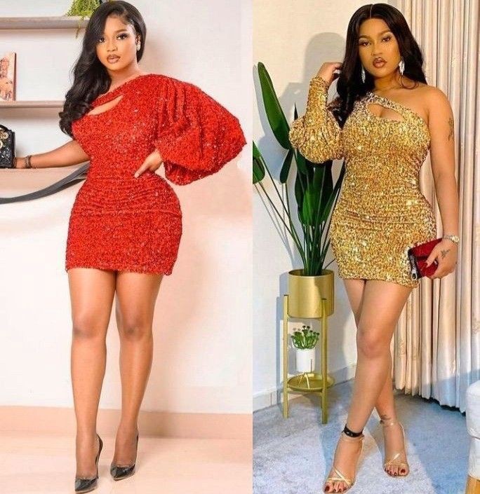 Short Dinner Gown Styles with Sequence Material 
