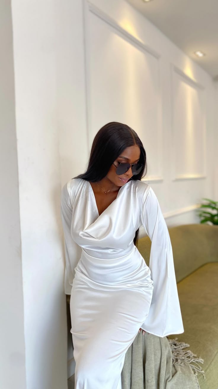 White Silk Material Styles for Ladies 