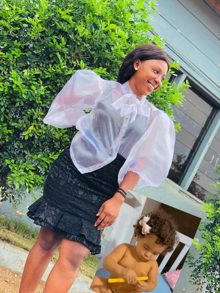 Organza Top Styles with Pencil Skirt 