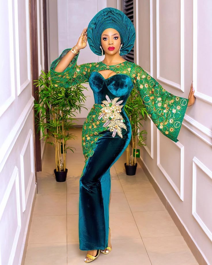 Long Velvet Gown Styles with Stones