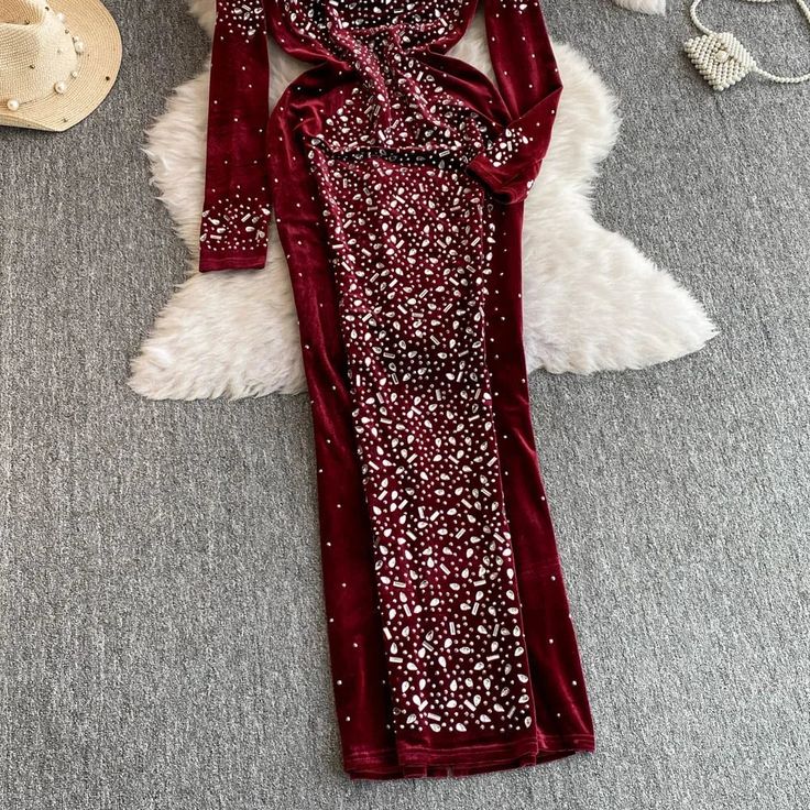 Straight Gown Styles with Velvet Material 