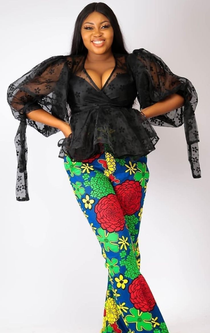 Organza Tops With Ankara Skirt 