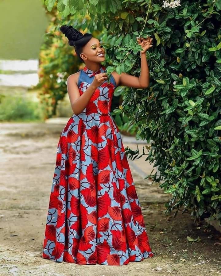 Simple Gown With Ankara 