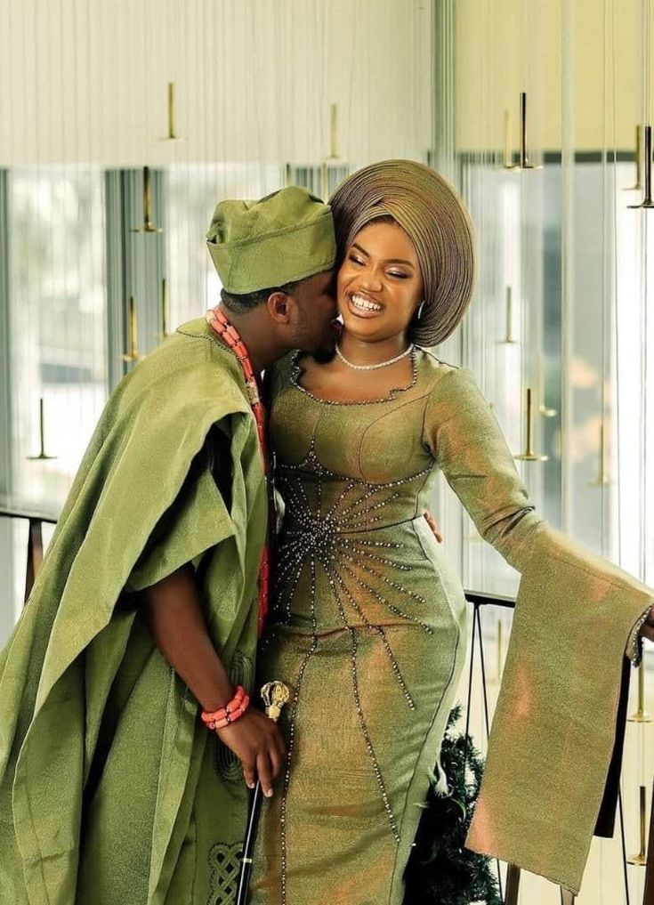 White Yoruba Traditional Wedding Attire 