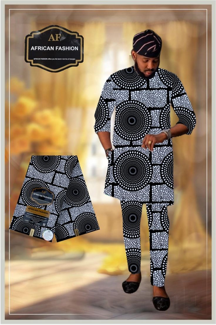 Long-Sleeved Ankara Top For Men 