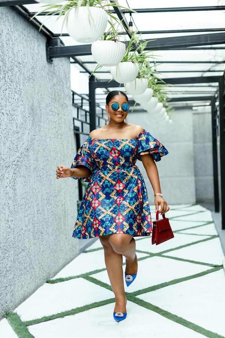 Short Off Shoulder Ankara DressÂ