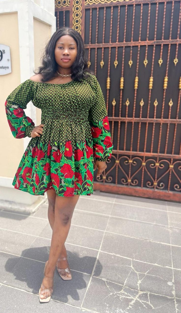 Short Off Shoulder Ankara DressÂ