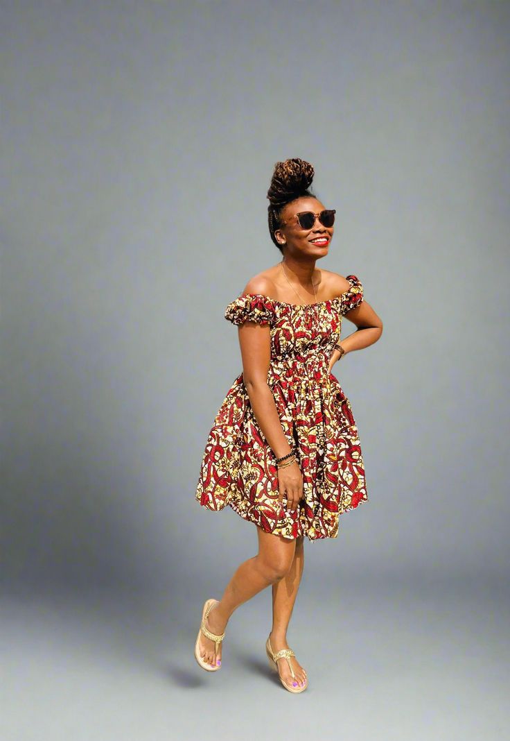 Simple Off Shoulder Ankara Dress for LadiesÂ