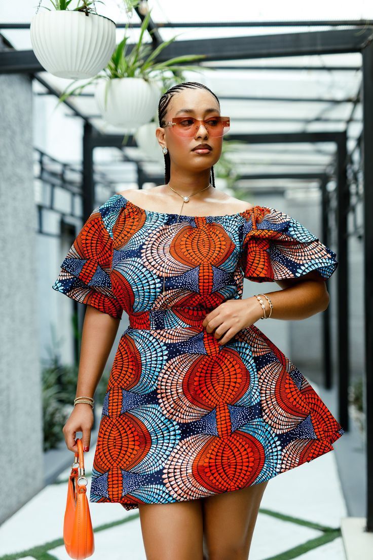 Simple Off Shoulder Ankara Dress for LadiesÂ