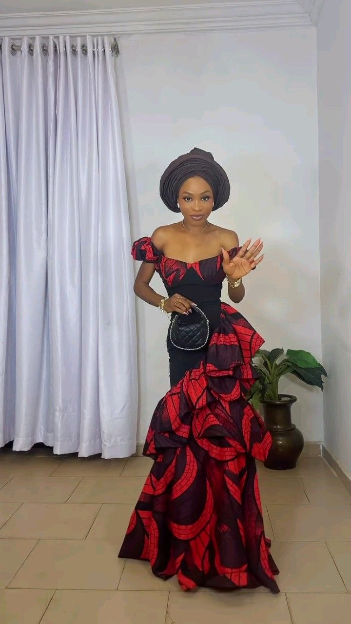 Off Shoulder Ankara Dress Styles for WeddingÂ