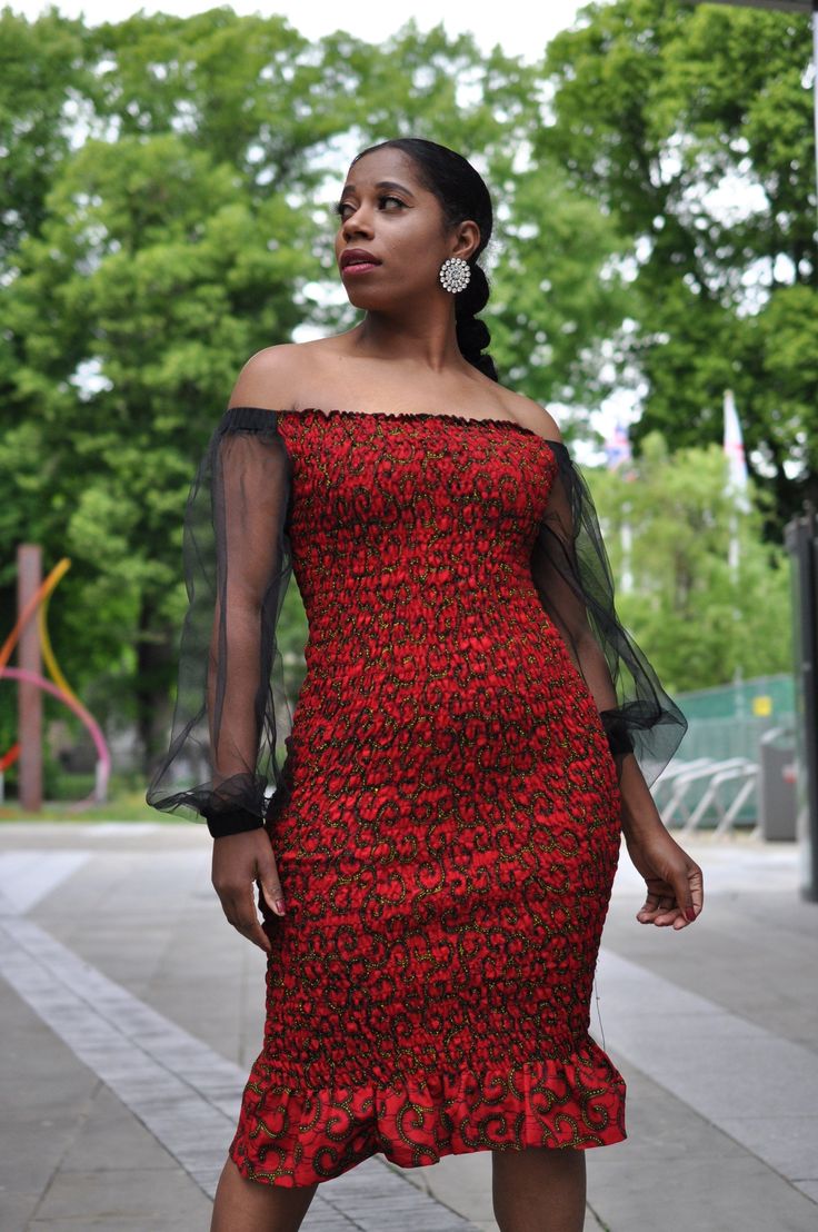 Long Off Shoulder Ankara DressÂ
